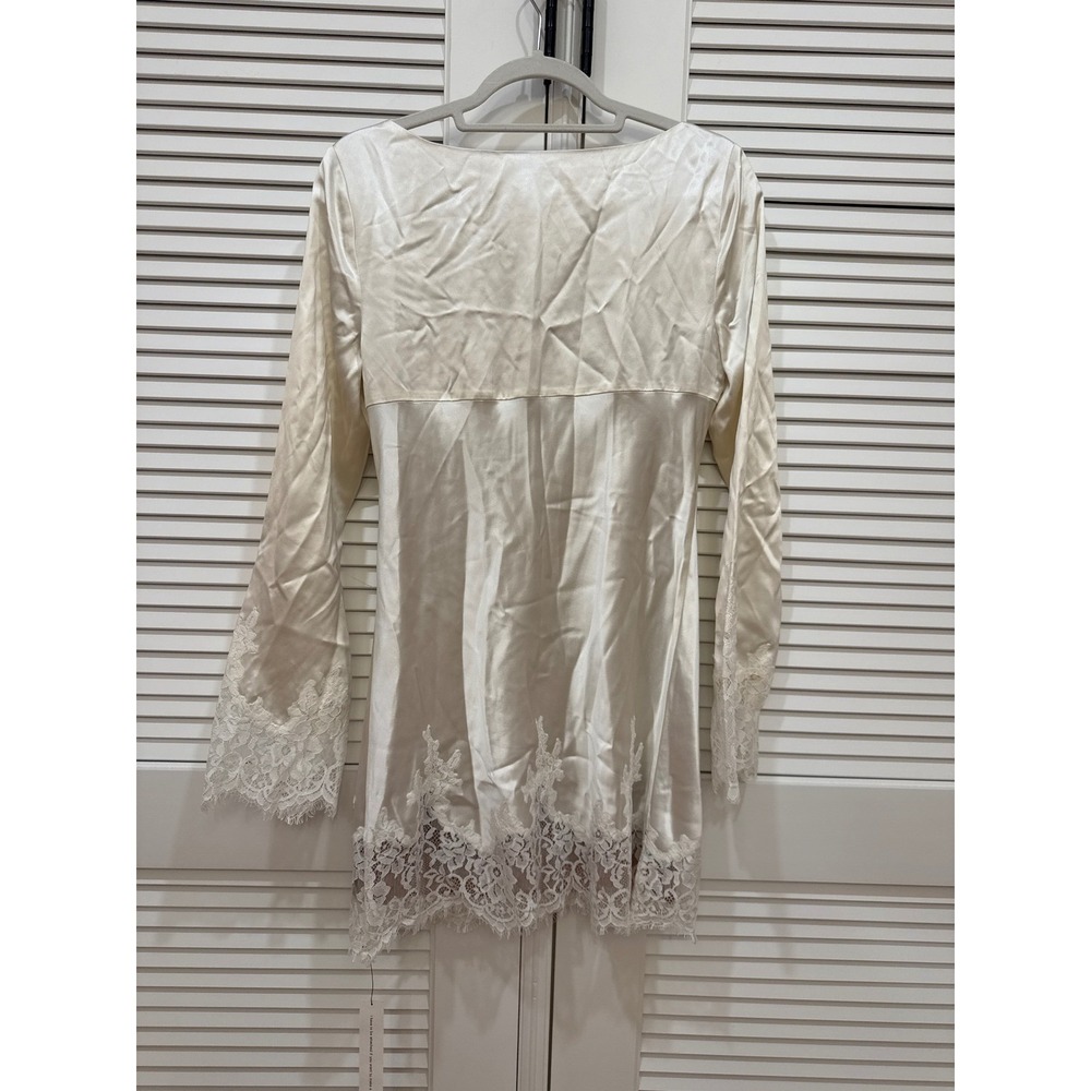 Reformation Ivory Satin Lace-Trim Mini Dress - Picture 7 of 7
